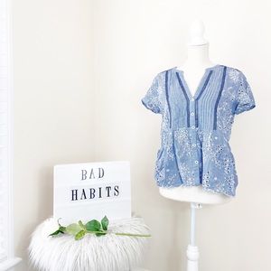 Holding horses blue stripe ruler blouse - DONATING AFTER 8/18